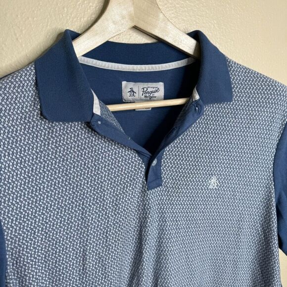Penguin Shirt Mens Large Blue Polo Classic Fit Short Sleeve Embroidered Logo - Picture 7 of 9